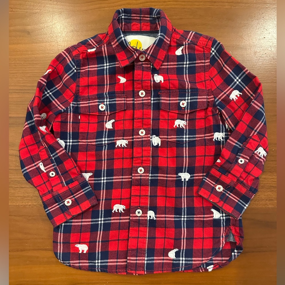 Perfect for the Holidays! Boden Plaid Flannel Shirt with Polar Bears